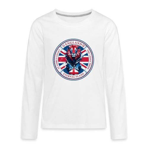 England Lion Emblem T Shirt, Flag Pride Gift - Kids' Premium Long Sleeve T-Shirt