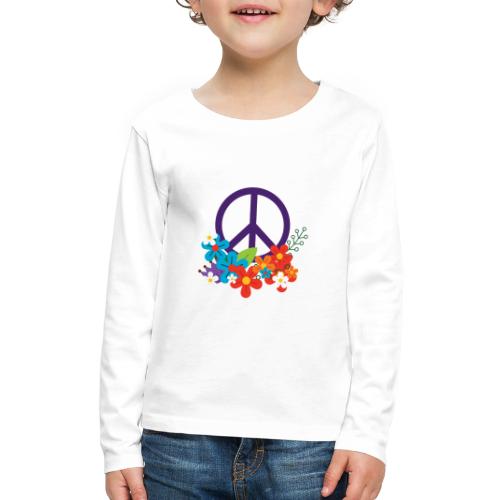 Hippie Peace Design With Flowers - Kids' Premium Long Sleeve T-Shirt
