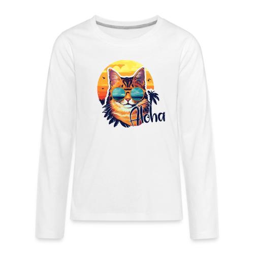 Funny Cat in Hawaiian Aloha Sunglasses - Kids' Premium Long Sleeve T-Shirt