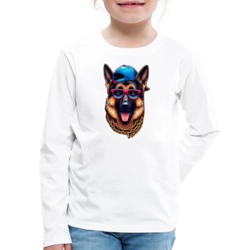 Cute German Shepherd Wearing a Cap - Kids' Premium Long Sleeve T-Shirt