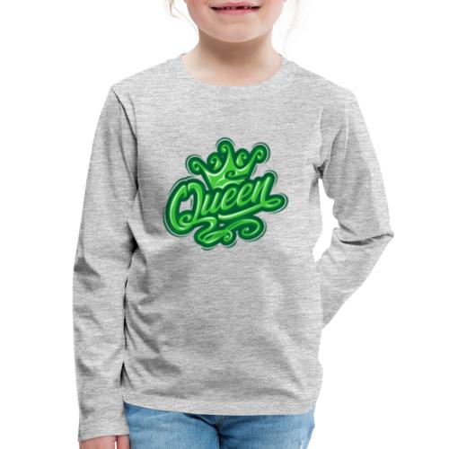 Queen With Crown, Typography Design - Kids' Premium Long Sleeve T-Shirt