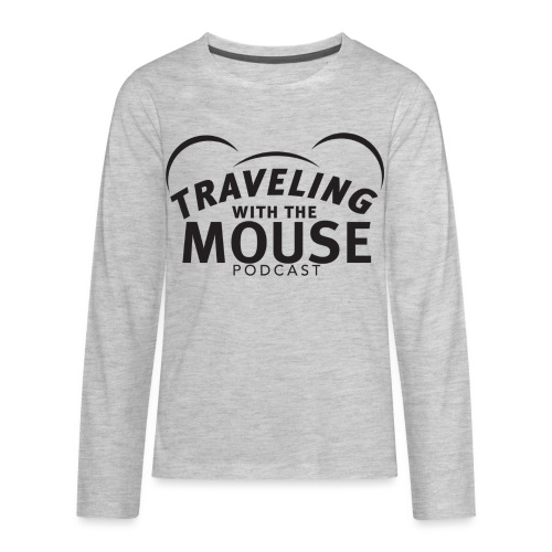 TravelingWithTheMouse logo transparent blk LG Crop - Kids' Premium Long Sleeve T-Shirt