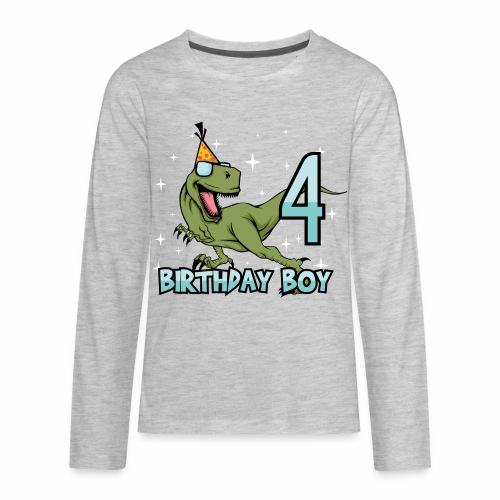 Happy Birthday Boy Dino Dinosaur 4 Gift Idea - Kids' Premium Long Sleeve T-Shirt