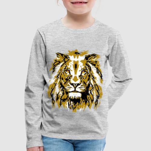 Grunge Lion Head Portrait Drawing - Vintage Lion - Kids' Premium Long Sleeve T-Shirt