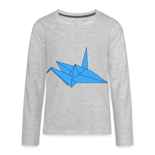 Origami Paper Crane Design - Blue - Kids' Premium Long Sleeve T-Shirt