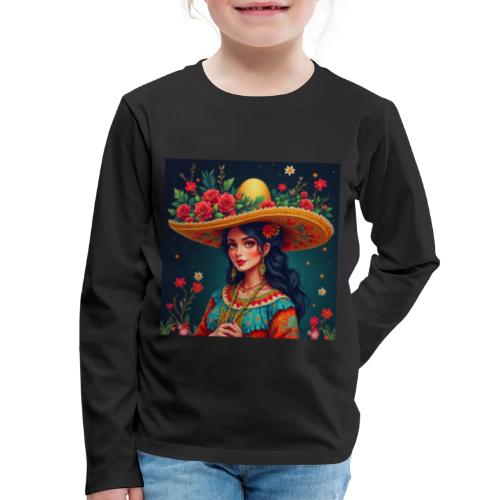 Mexican Design, Regional Mexican Charro Woman - Kids' Premium Long Sleeve T-Shirt