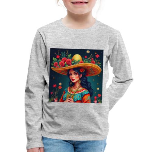 Mexican Design, Regional Mexican Charro Woman - Kids' Premium Long Sleeve T-Shirt
