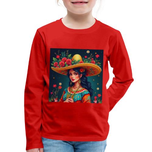 Mexican Design, Regional Mexican Charro Woman - Kids' Premium Long Sleeve T-Shirt
