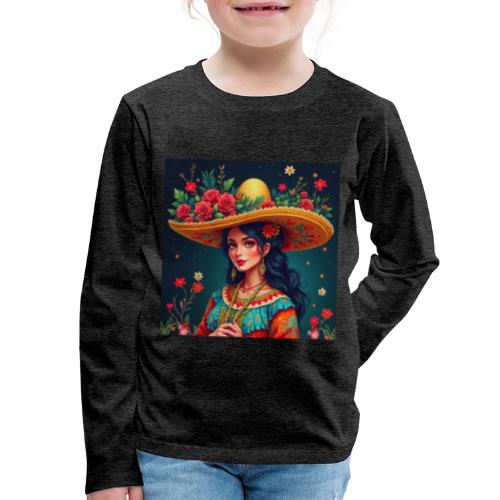 Mexican Design, Regional Mexican Charro Woman - Kids' Premium Long Sleeve T-Shirt