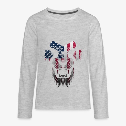 American Flag Lion Shirt - Kids' Premium Long Sleeve T-Shirt