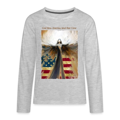 God bless America Angel_Strong color_Brown type - Kids' Premium Long Sleeve T-Shirt