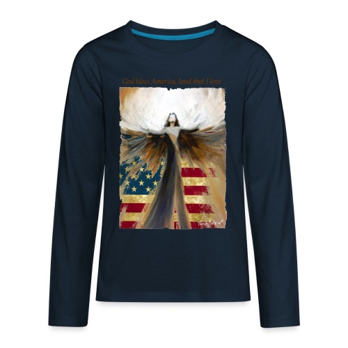 God bless America Angel_Strong color_Brown type - Kids' Premium Long Sleeve T-Shirt