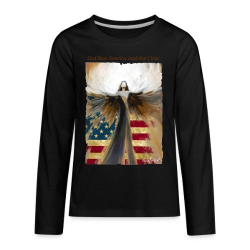 God bless America Angel_Strong color_Brown type - Kids' Premium Long Sleeve T-Shirt