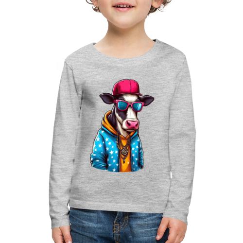 Gangster Cow Wearing a Cap - Kids' Premium Long Sleeve T-Shirt