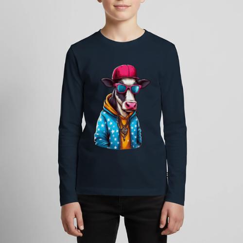 Gangster Cow Wearing a Cap - Kids' Premium Long Sleeve T-Shirt