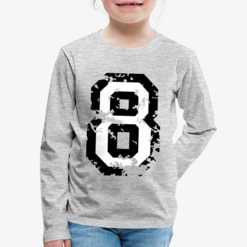 Number 8 (Distressed White) - Kids' Premium Long Sleeve T-Shirt