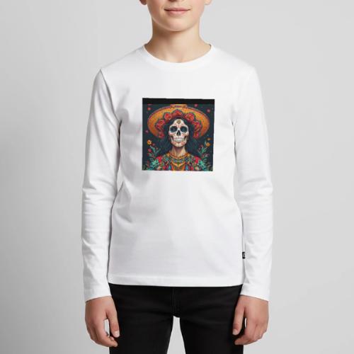 Charra Skull Art | Traditional Mexican Design - Kids' Premium Long Sleeve T-Shirt