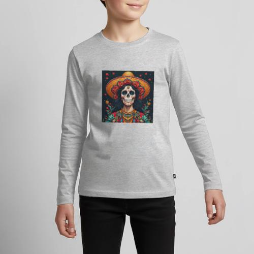 Charra Skull Art | Traditional Mexican Design - Kids' Premium Long Sleeve T-Shirt
