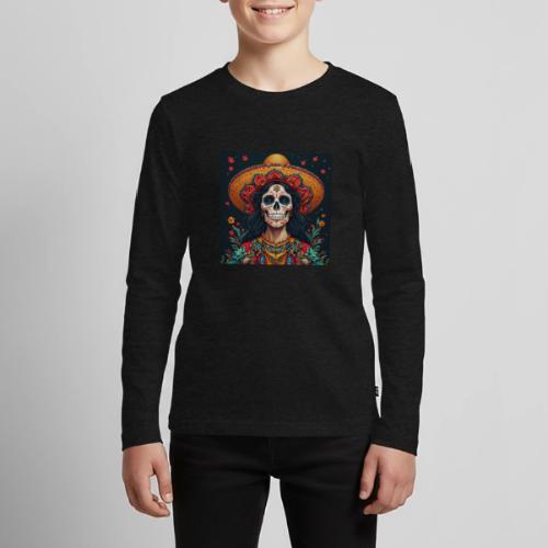 Charra Skull Art | Traditional Mexican Design - Kids' Premium Long Sleeve T-Shirt