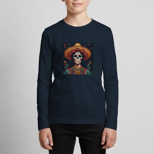 Charra Skull Art | Traditional Mexican Design - Kids' Premium Long Sleeve T-Shirt