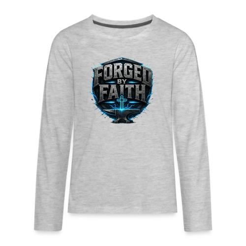 Forged By Faith Cyan Design - Kids' Premium Long Sleeve T-Shirt