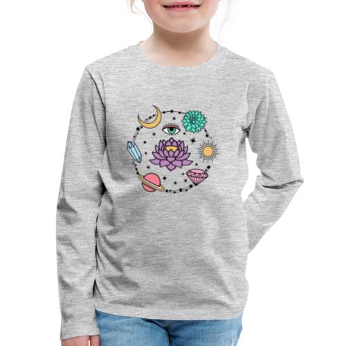 Healing Crystal, Moon, Flower, Sun - Kids' Premium Long Sleeve T-Shirt