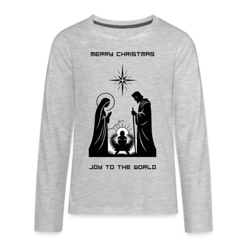 Joy to the World T-Shirt | Minimalist Nativity - Kids' Premium Long Sleeve T-Shirt