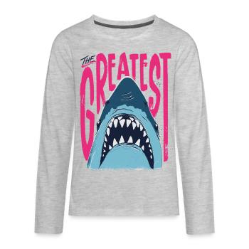 Jaws The Greatest Shark - Kids' Premium Long Sleeve T-Shirt - heather gray - Front - AI Model Kid Male (0cm)