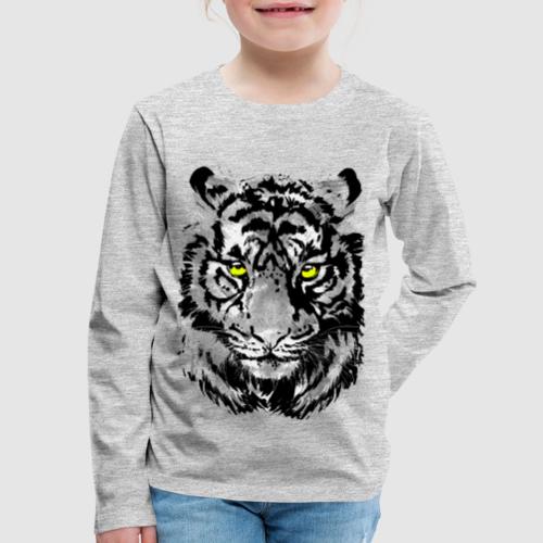 Gray Tiger Head Drawing - Black and white Tiger - Kids' Premium Long Sleeve T-Shirt