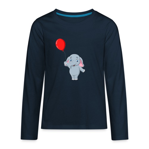 Baby Elephant Holding A Balloon - Kids' Premium Long Sleeve T-Shirt