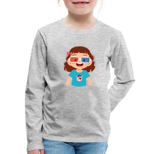 Girl red blue 3D glasses doing Vision Therapy - Kids' Premium Long Sleeve T-Shirt