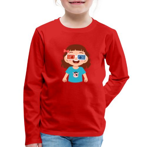 Girl red blue 3D glasses doing Vision Therapy - Kids' Premium Long Sleeve T-Shirt