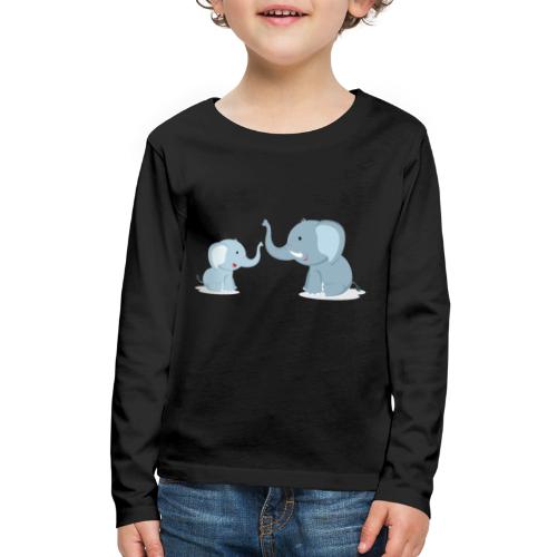 Father and Baby Son Elephant - Kids' Premium Long Sleeve T-Shirt