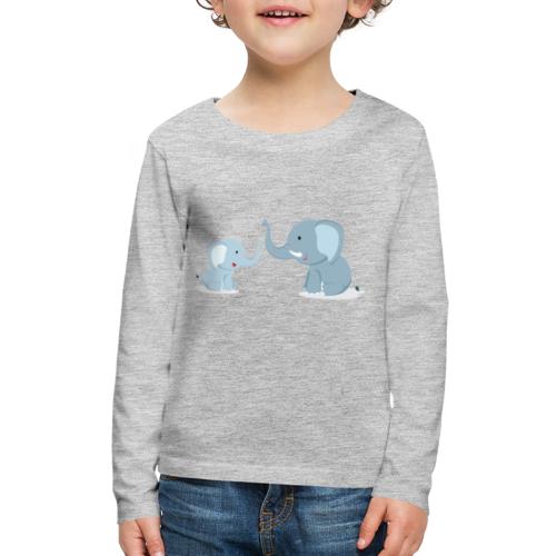 Father and Baby Son Elephant - Kids' Premium Long Sleeve T-Shirt