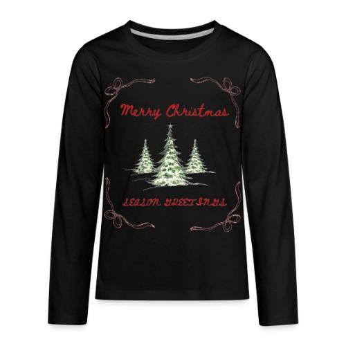 Beautiful Green Christmas Tree Graphic - Kids' Premium Long Sleeve T-Shirt