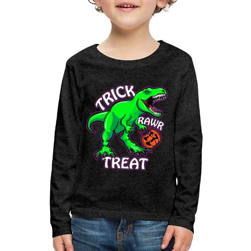 Trick Rawr Treat T Rex Dinosaur Halloween Cartoon - Kids' Premium Long Sleeve T-Shirt