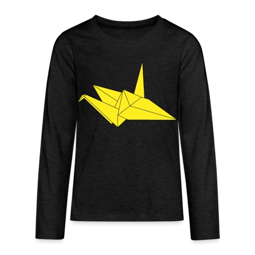 Origami Paper Crane Design - Yellow - Kids' Premium Long Sleeve T-Shirt