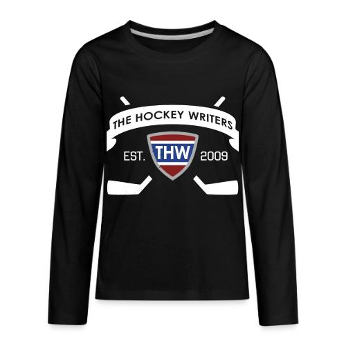 The Hockey Writers Est. 2009 Banner Logo - white - Kids' Premium Long Sleeve T-Shirt