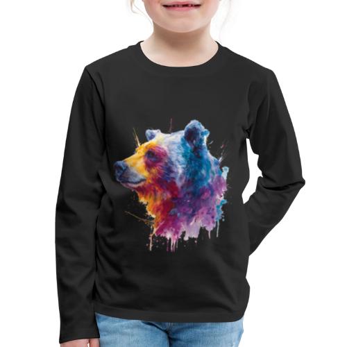 Watercolor Bear Portrait - Kids' Premium Long Sleeve T-Shirt