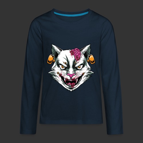 Horror Mashups: Zombie Stein Cat T-Shirt - Kids' Premium Long Sleeve T-Shirt