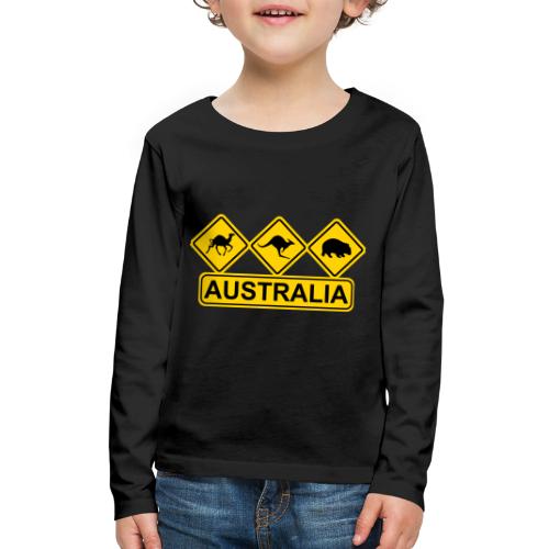 Australian 3 Animal Street Sign - Kids' Premium Long Sleeve T-Shirt