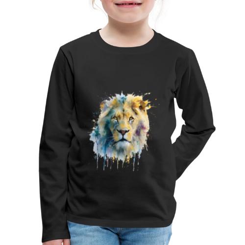 Splash-Art Lion Face - Kids' Premium Long Sleeve T-Shirt