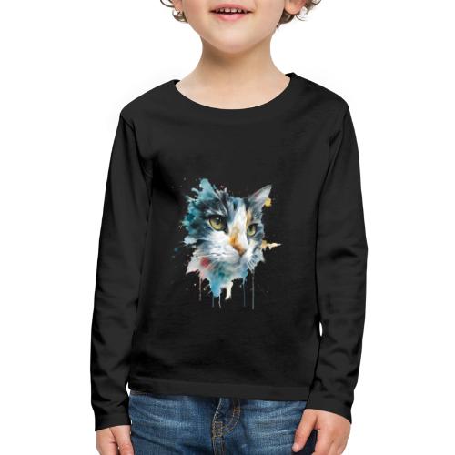 Watercolor cat face - Kids' Premium Long Sleeve T-Shirt