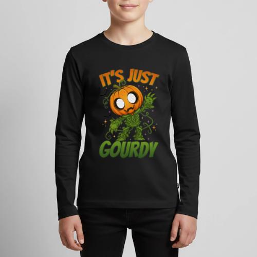 Cute Pumpkin Monster “It’s Just Gourdy” Funny - Kids' Premium Long Sleeve T-Shirt