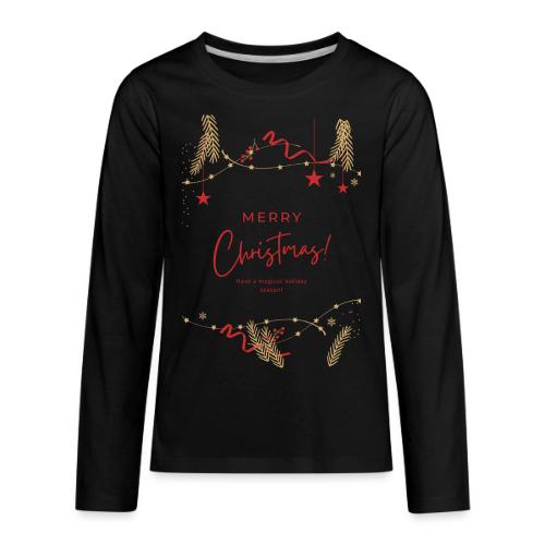 Merry Christmas Typography Design - Kids' Premium Long Sleeve T-Shirt