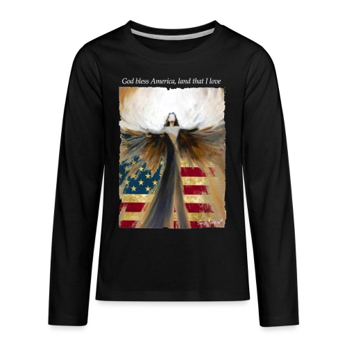 God bless America Angel_Strong color_white type - Kids' Premium Long Sleeve T-Shirt