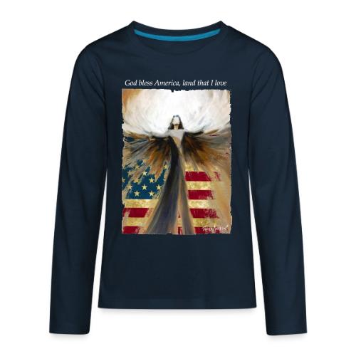 God bless America Angel_Strong color_white type - Kids' Premium Long Sleeve T-Shirt