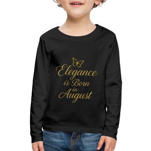 Elegance Is Born in August | Gold Butterfly - Kids' Premium Long Sleeve T-Shirt