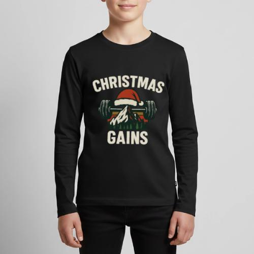 Christmas Gains – Santa Barbell Power - Kids' Premium Long Sleeve T-Shirt