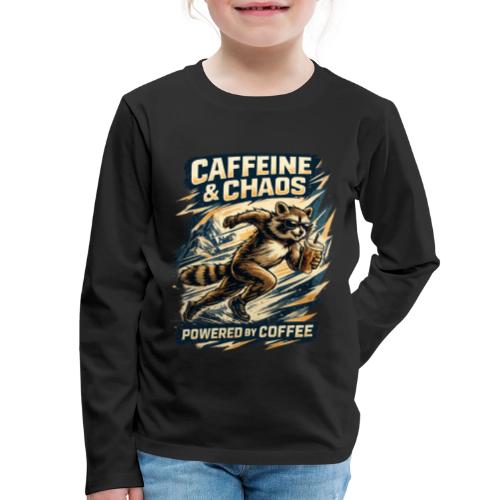 Funny Caffeine Chaos Raccoon Coffee Lover Morning - Kids' Premium Long Sleeve T-Shirt